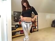 American in constricted silver leggings
