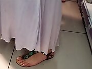 filming her big yummy feets french pedicured toes