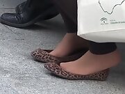 Candid nylon and flats shoeplay