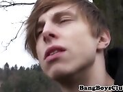 Outdoor euro bareback fucked before cumshot