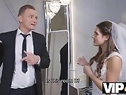 VIP4K. Man fucks bride's shaved pussy while guests...