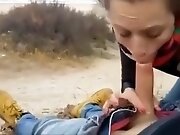 Deserted sex on a deserted beach! Wife sucks well and...
