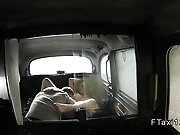 Hot British ababe with huge tits in cab