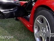 Airbags On The Hood: Busty Blonde's Big Tits...