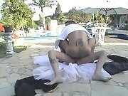 Wedding sex poolside