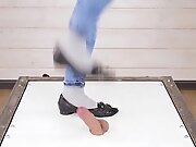 POV Cruel cock balls trampling and stomping ballet flats...