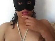 My masked Arabic wife loves eating my rock hard cock