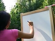 Cute lassie gets fucked by a funny sex toy