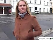 Unshaved pussy of a hot euro girl gets rammed in public...