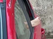 Multiple hot orgasms and pissing in the car