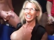 Busty blonde Milf sucks and fucks