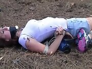 Sexy White Trash Girl Camping Bondage