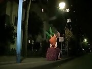 Crazy Japanese bitch fucks dressed as a carrot!