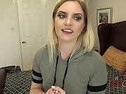Cute blonde babe is masturbating at casting