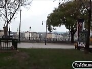 Kyra Hot flashes her big boobs and screwed up for cash