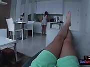 Thai amateur teen 18+ girlfriend cleans before pleasing...
