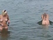 Grandpa and legal age teenagers 18+ on beach and in woods...
