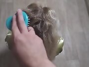Stroking long hair,hairjob ,hair, fingering,cumming on hair