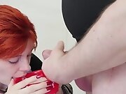 Submissive swallows wam load