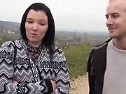 Rose brunette fucked by her boyfriend and a stranger