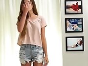 Hardfucked amateur jizzed in mouth at casting