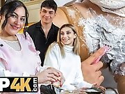 VIP4K. Hot bathroom sex after shaving a hairy pussy...