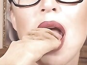 POV licking nylon hand