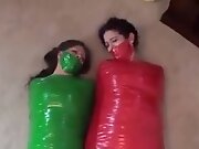 Securely mummified and struggling