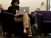 Candid Dangling and Shoeplay at the Library Feet