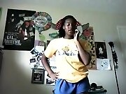College girl flashes nice meatballs on cam.(not recorded...