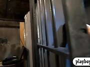 Two nasty and sexy babes hot foursome in the jailcell