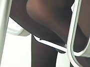 candid shoeply hostess in pantyhose